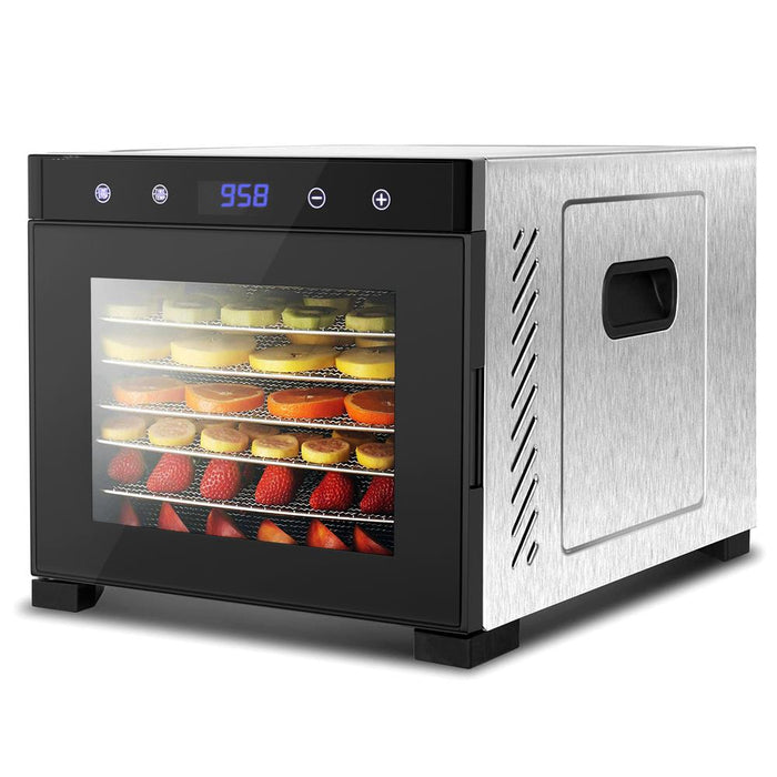 Premium Food Dehydrator Machine - 6 Stainless Steel Trays With Digital Timer And Temperature Control, 600 Watts