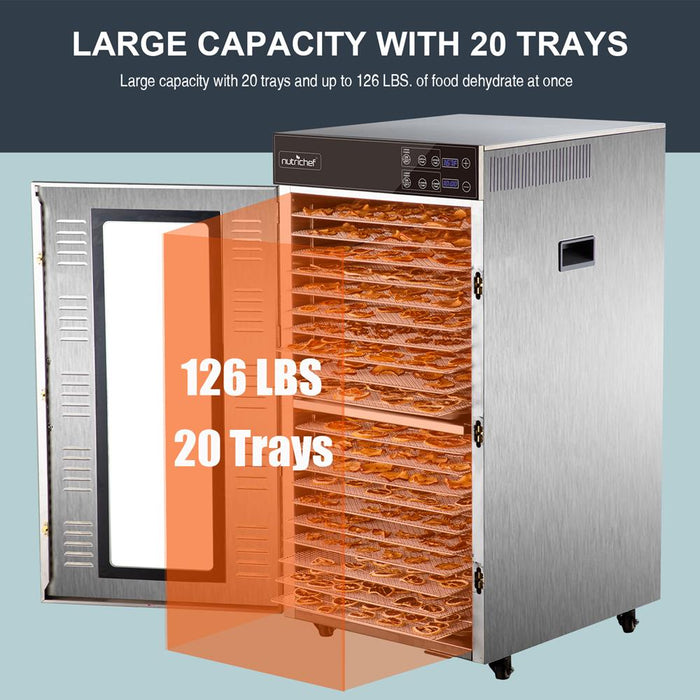 20 Shelf Stainless Steel Trays With Digital Timer And Temperature Control, 2000 Watts