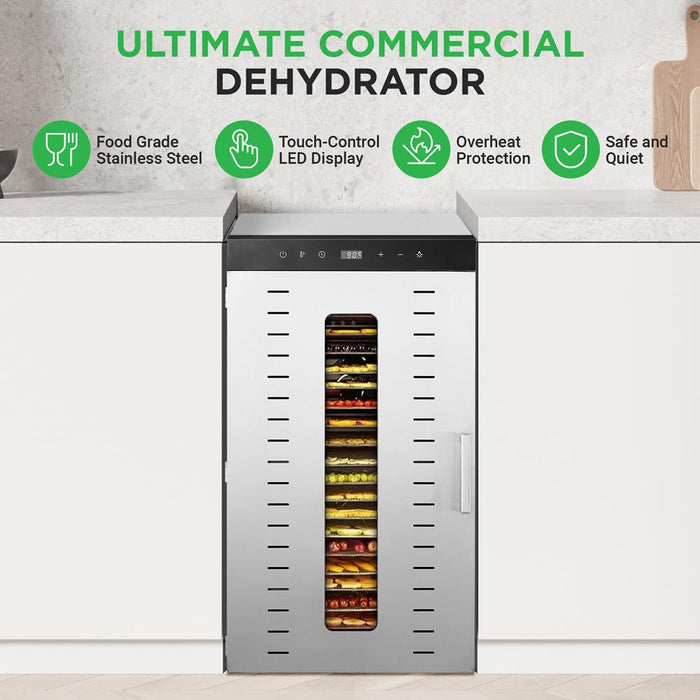 20-Shelf Food Dehydrator, Digital Timer, Stainless Steel, Easy Monitoring