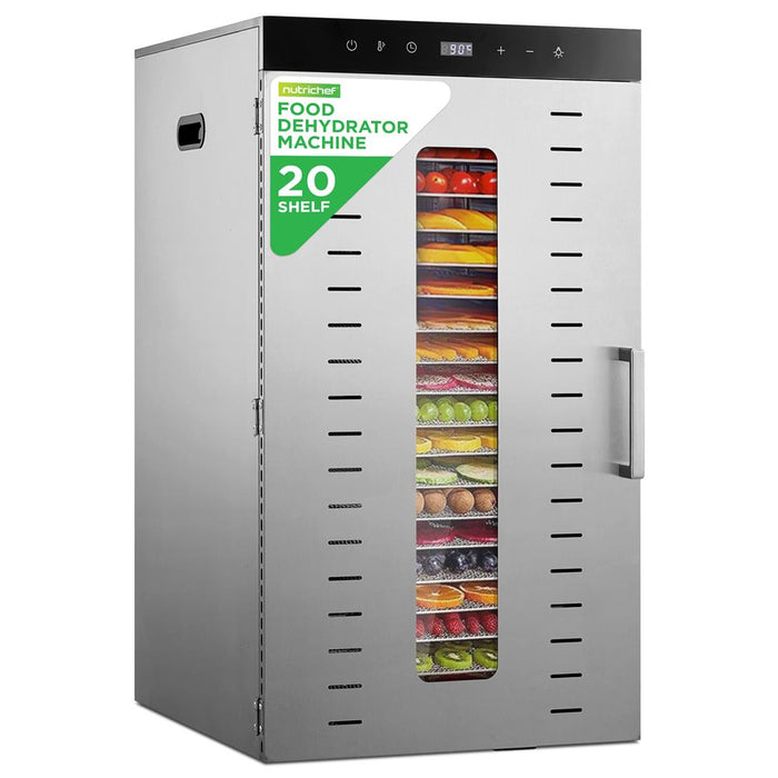 20-Shelf Food Dehydrator, Digital Timer, Stainless Steel, Easy Monitoring