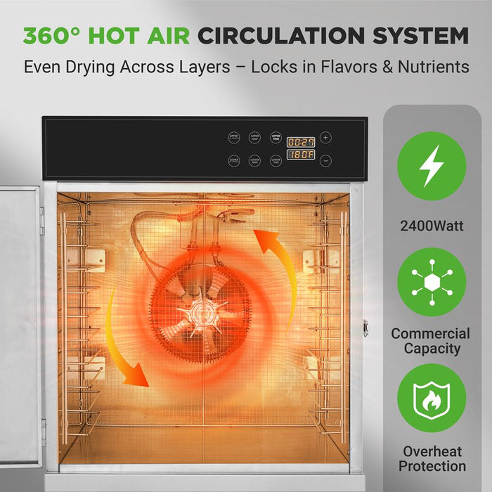 32-Layer Food Dehydrator, Large Capacity, Stainless Steel, Digital Timer