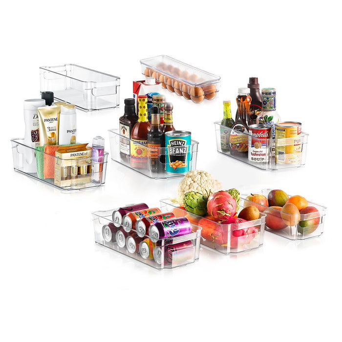 Set Of 8 Refrigerator Organizer Bins - 4 Wide And 4 Narrow Stackable Fridge Organizers For Freezer, Kitchen, Countertops, Cabinets