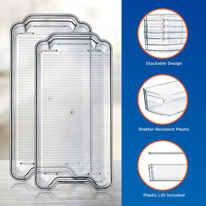 Set Of 8 Refrigerator Organizer Bins - 4 Wide And 4 Narrow Stackable Fridge Organizers For Freezer, Kitchen, Countertops, Cabinets