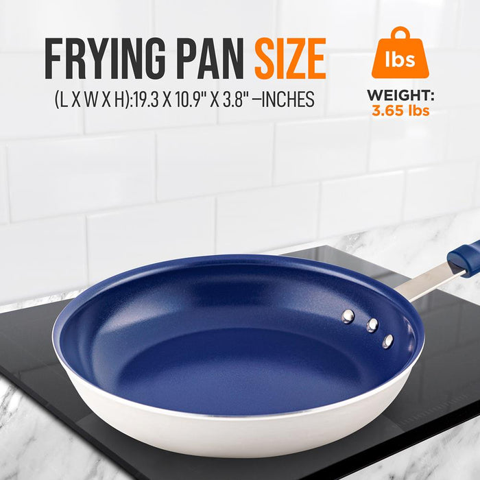 10'' Medium Fry Pan - Non-Stick Pan With Silicone Handle, Ceramic Coating Inside