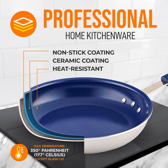 10'' Medium Fry Pan - Non-Stick Pan With Silicone Handle, Ceramic Coating Inside