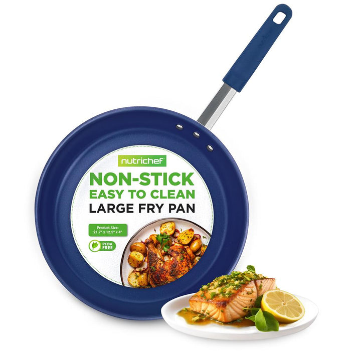 12'' Large Fry Pan - Non-Stick Pan With Silicone Handle, Ceramic Coating Inside