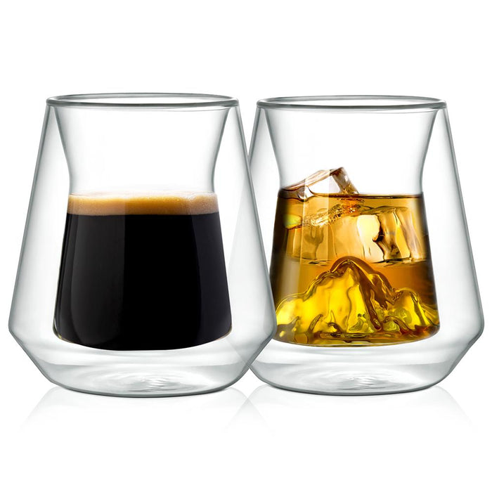 2 Pcs. Double-Wall Insulated Glasses - Clear Glass Cups, 8 Ounces Each