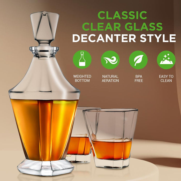 Home Bar Whiskey Decanter - Glass Liquor Decanter For Brandy, Wine, Whisky Or Vodka And More