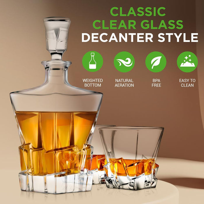 Home Bar Whiskey Decanter - Glass Liquor Decanter For Brandy, Wine, Whisky Or Vodka And More