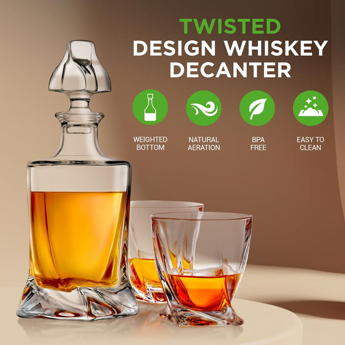 Whiskey Decanter Enhances Taste Crystal Glass 750ml Capacity