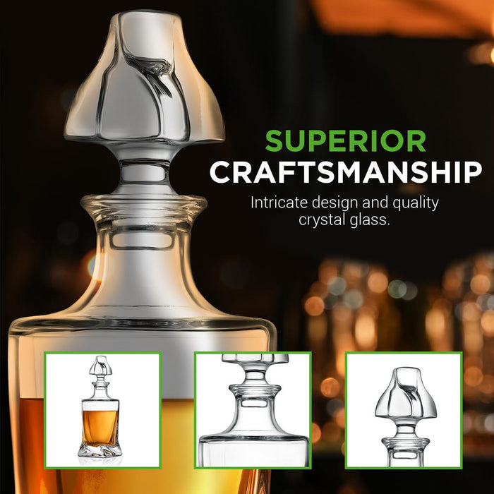 Home Bar Whiskey Decanter - Glass Liquor Decanter For Brandy, Wine, Whisky Or Vodka And More