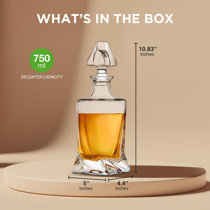Whiskey Decanter Enhances Taste Crystal Glass 750ml Capacity