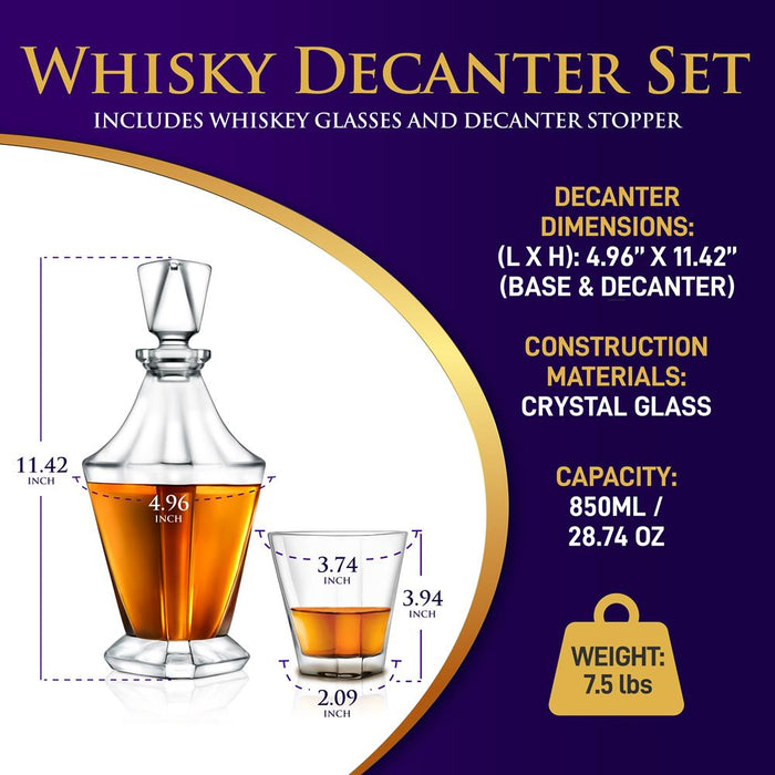 Home Bar Whiskey Decanter - Whiskey Glass Decanter Aerator Set With Whiskey Glasses, Elegant Decanter Design