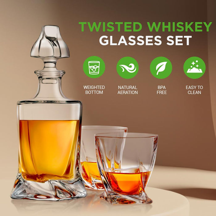 Home Bar Whiskey Decanter - Whiskey Glass Decanter Aerator Set With Whiskey Glasses, Elegant Decanter Design