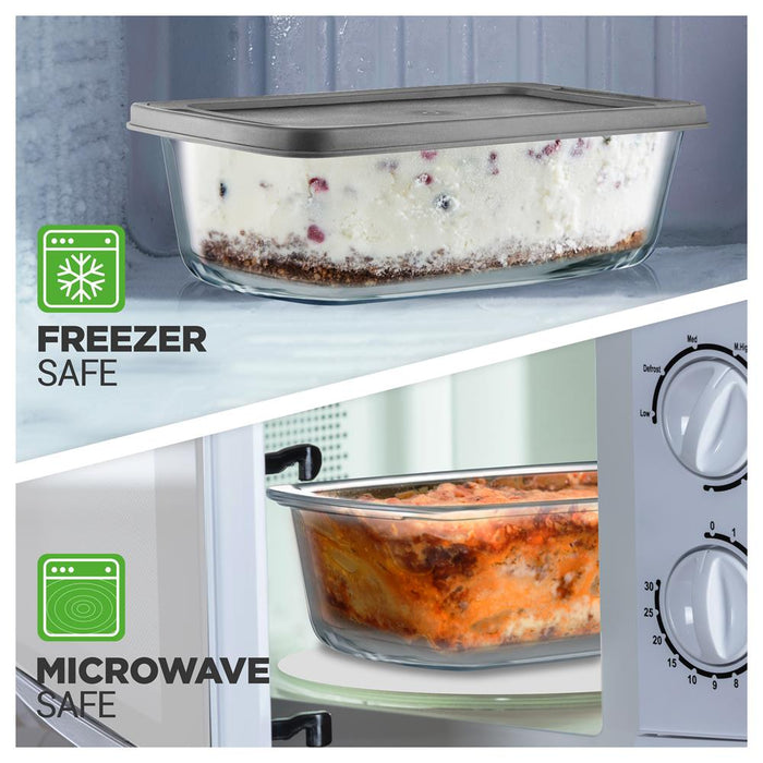 2 Sets High Borosilicate Glass Loaf Pan With Cover - Grip Handles For Easy Carry From Hot Oven To Table, Bpa-Free