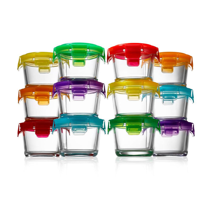 12 Pcs. Mini High Borosilicate Glass Round Meal-Prep Containers With Airtight Lid, 4Oz