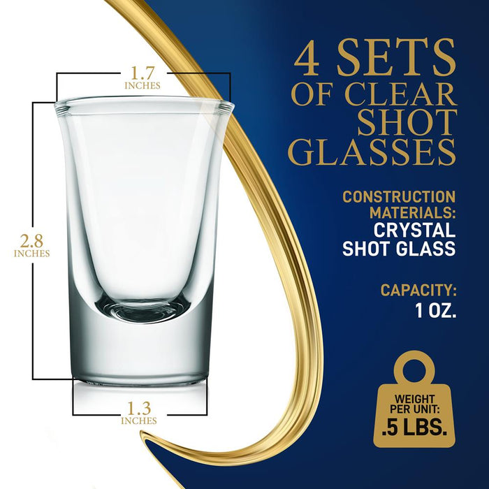 4 Sets Of Clear Shot Glasses - Elegant Clear Glasses For Hot And Cold Drinks, Machine Made