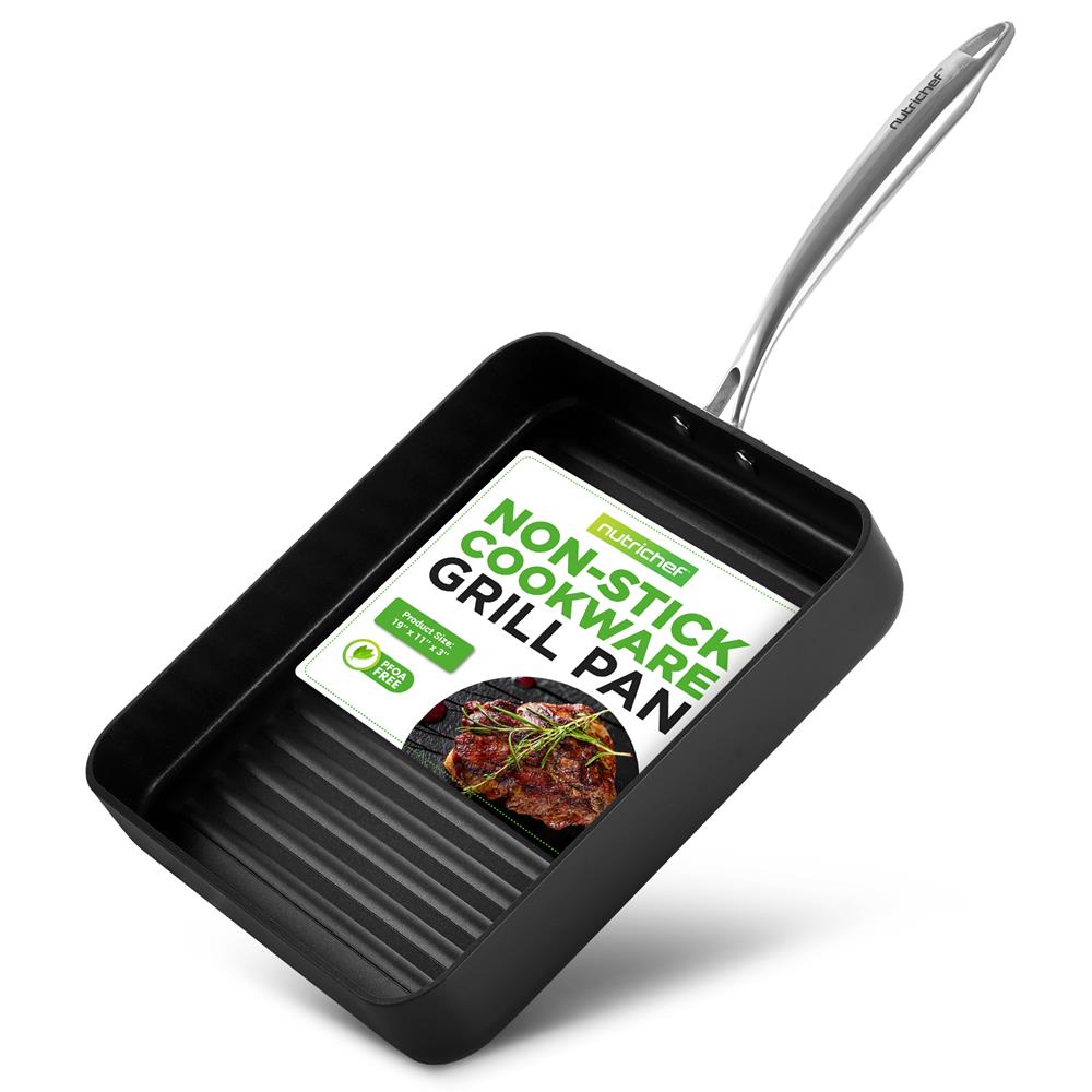 11" Nonstick Grill Pan Perfect Searing, Hard-Anodized Aluminum