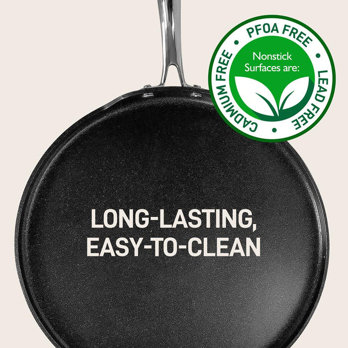 12’’ Hard-Anodized Nonstick Crepe Pan - Dishwasher Safe Nonstick Round Crepe Pan