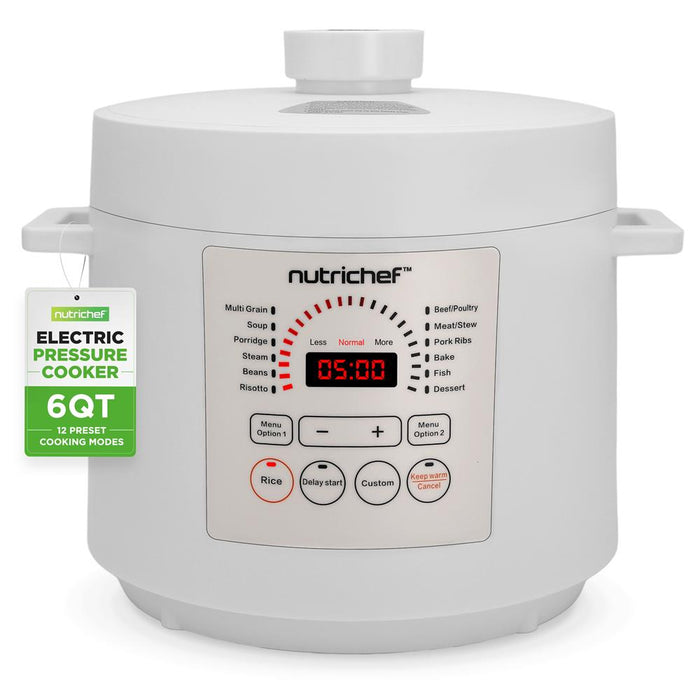 Electric Pressure Cooker 6QT Fast Cooking Digital Display White