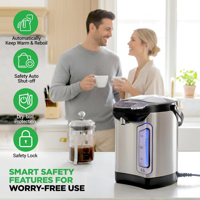 Electric Water Boiler - Instant Heating, 4L Stainless Steel, Auto Shut Off