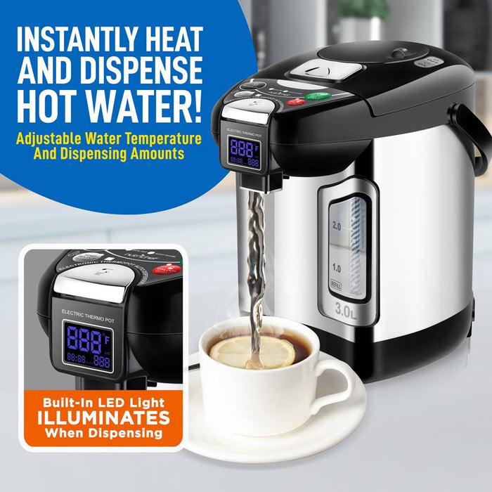 3L Digital Hot Water Dispenser - Instant Water Boiler / Water Heater, Auto Dispense Safety Lock, (3.17Quarts)