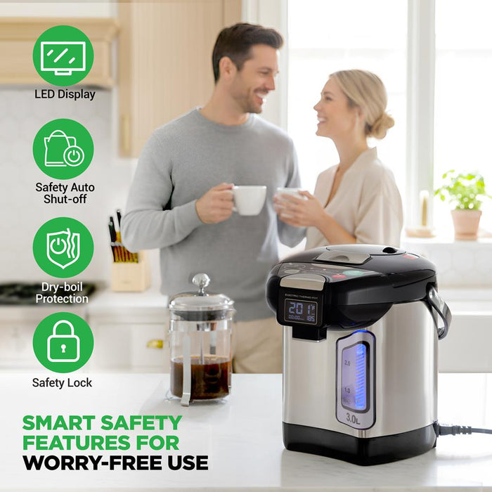 Digital Water Boiler 3L - Instant Heating, LCD Display, Stainless Steel