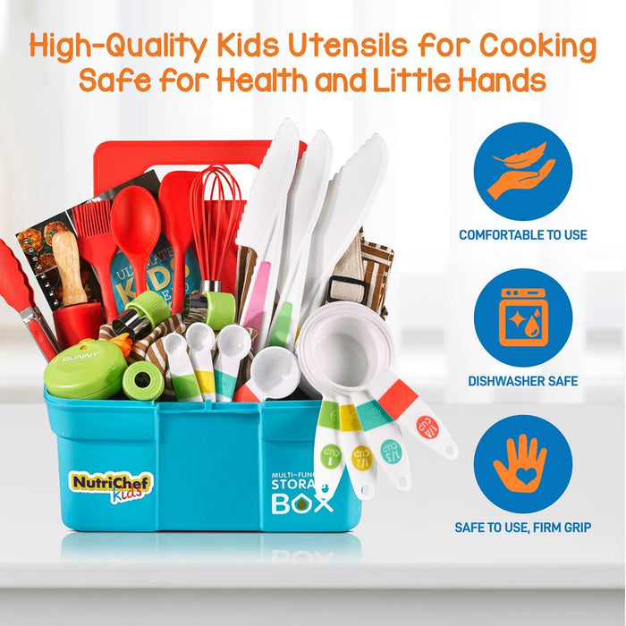 Kids Cooking And Baking Supplies Gift Set With Storage Container, Complete Junior Chef Cooking Sets