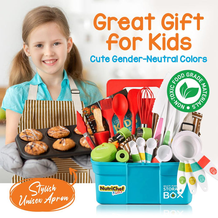 Kids Cooking And Baking Supplies Gift Set With Storage Container Complete Junior Chef Cooking Sets