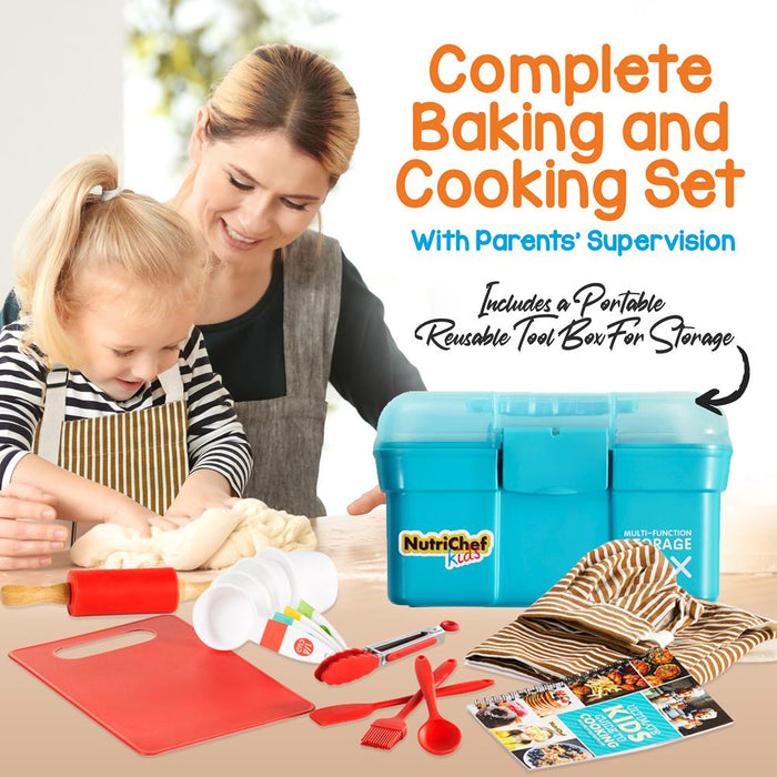 Kids Cooking And Baking Supplies Gift Set With Storage Container, Complete Junior Chef Cooking Sets