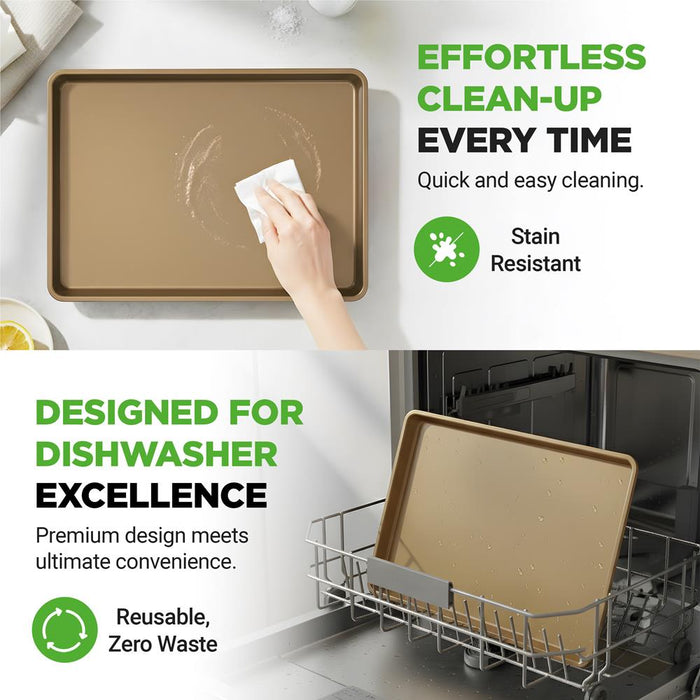 Nonstick XL Baking Pan, Easy Clean Carbon Steel, Gold, 22"x16"