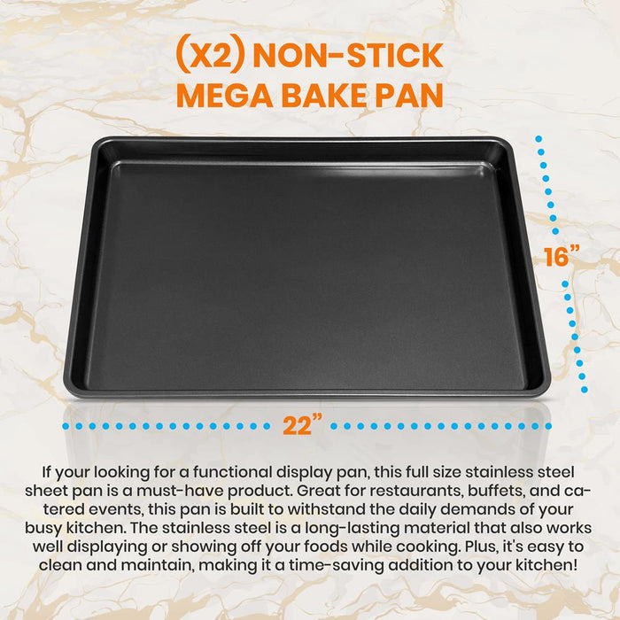 2 Pcs. Professional Home Kitchen Bake Pans - Non-Stick Coated Layer Surface, Dishwasher Safe, Pfoa, Pfos, Ptfe Free