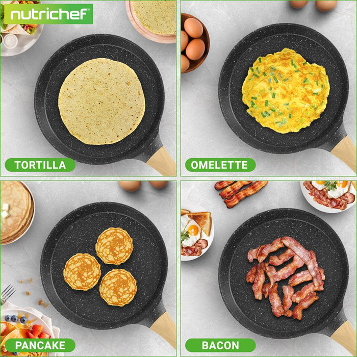 11" Non-Stick Crepe Pan, Easy Clean Marble Coating, Includes Spreader