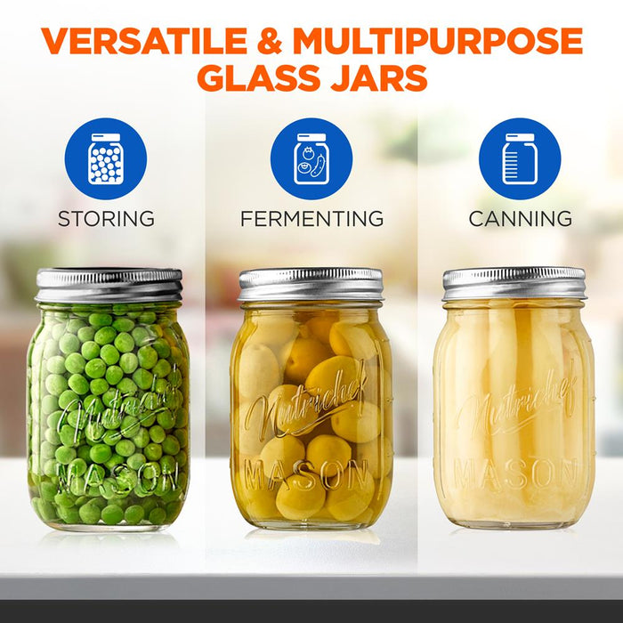 6 Pcs. Glass Mason Jars With Regular Lids And Bands, Diy Magnetic Spice Jars, Ideal For Meal Prep, Jam, Honey, Wedding Favors, And More