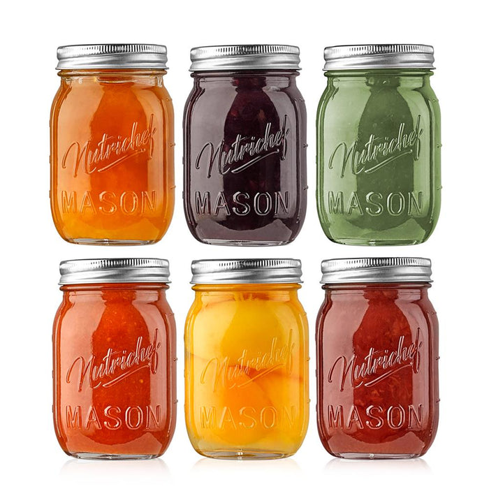 6 Pcs. Glass Mason Jars With Regular Lids And Bands, Diy Magnetic Spice Jars, Ideal For Meal Prep, Jam, Honey, Wedding Favors, And More