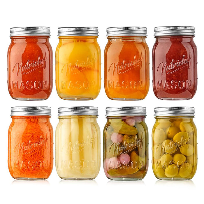 8 Pcs. Glass Mason Jars With Regular Lids And Bands, Diy Magnetic Spice Jars, Ideal For Meal Prep, Jam, Honey, Wedding Favors, And More