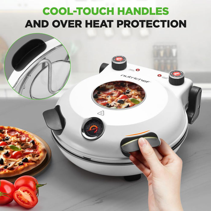 Electric Pizza Oven 12" | Precise Cooking | Non-Stick Stone | White