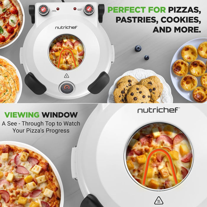 Electric Pizza Oven 12" | Precise Cooking | Non-Stick Stone | White