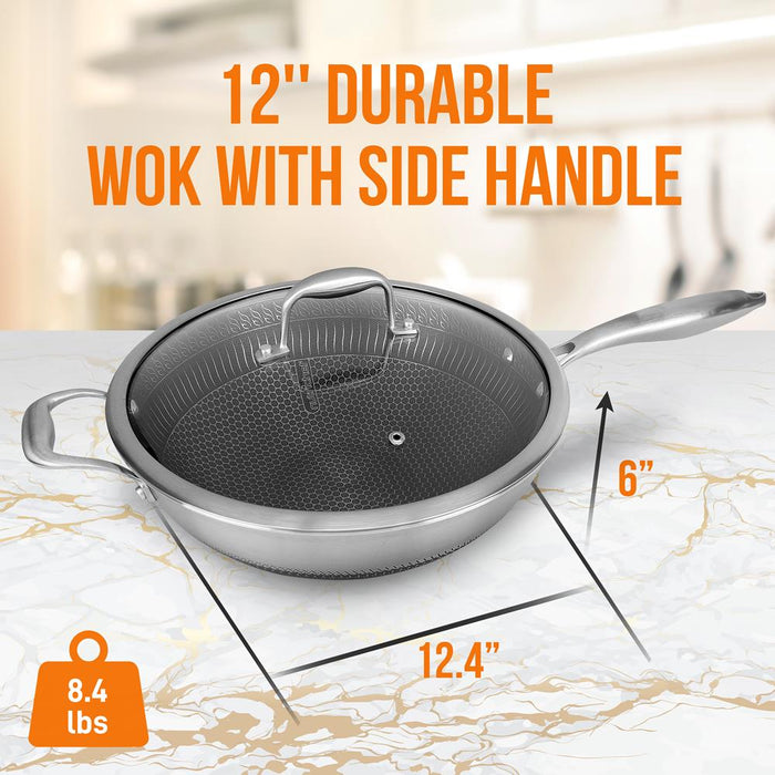 Stainless Steel Wok With Side Handle