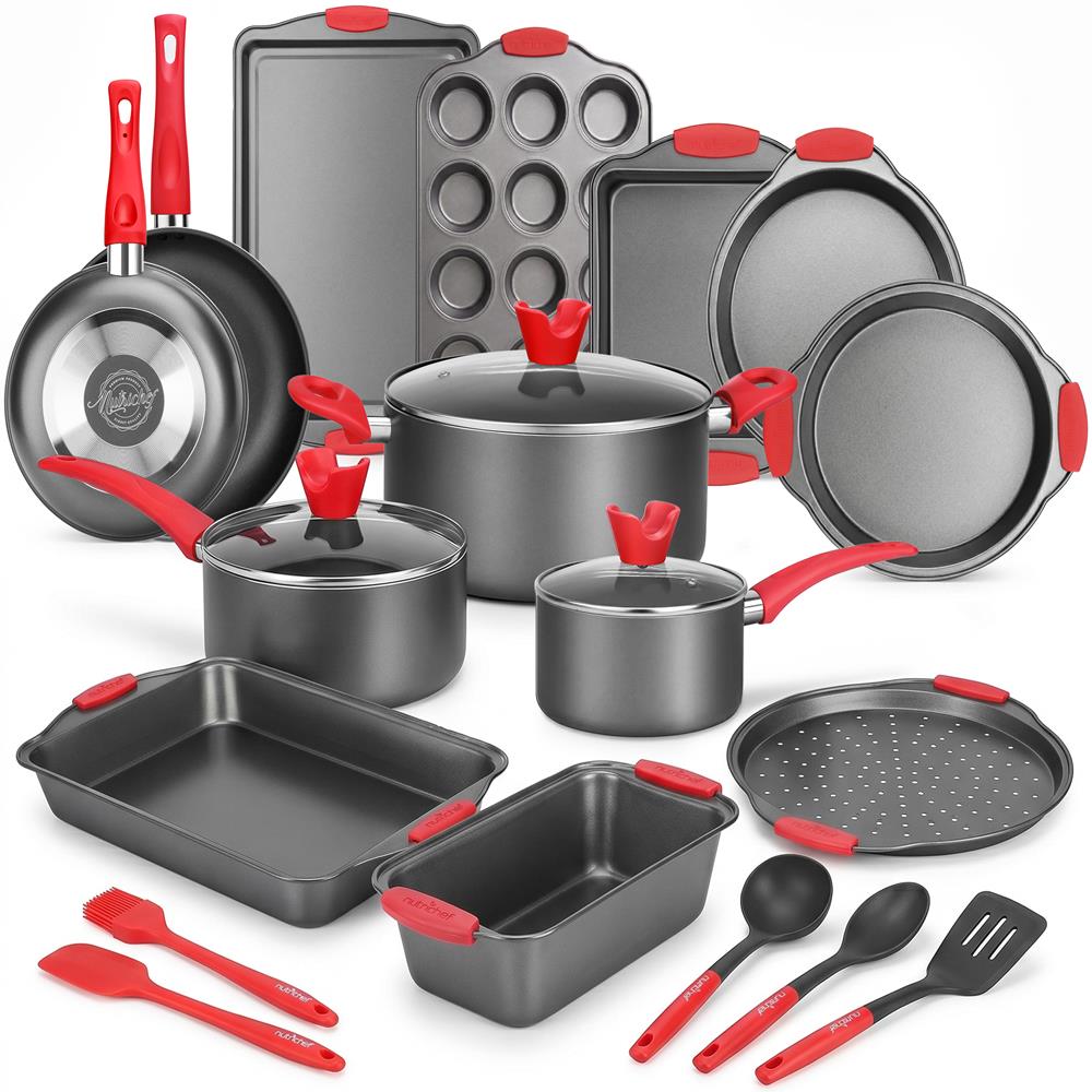 21-Piece Nonstick Cookware Set - Even Heat, Cool-Touch Handles