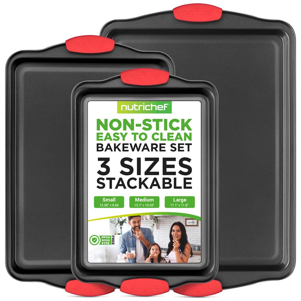 3-Piece Nonstick Baking Pan Set - Easy Clean Carbon Steel 0.4mm