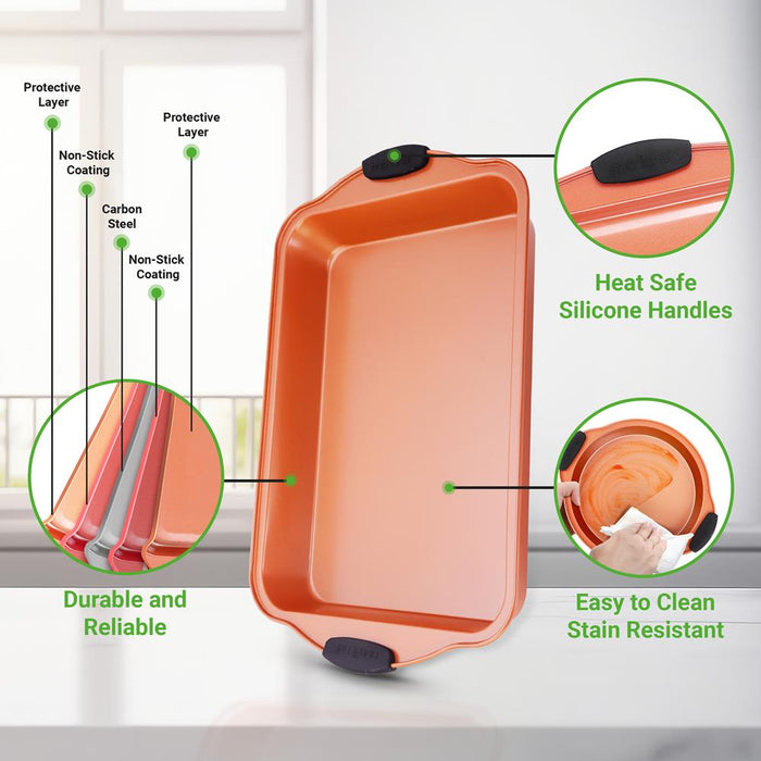 8-Piece Nonstick Bakeware Set, Carbon Steel, Copper Finish