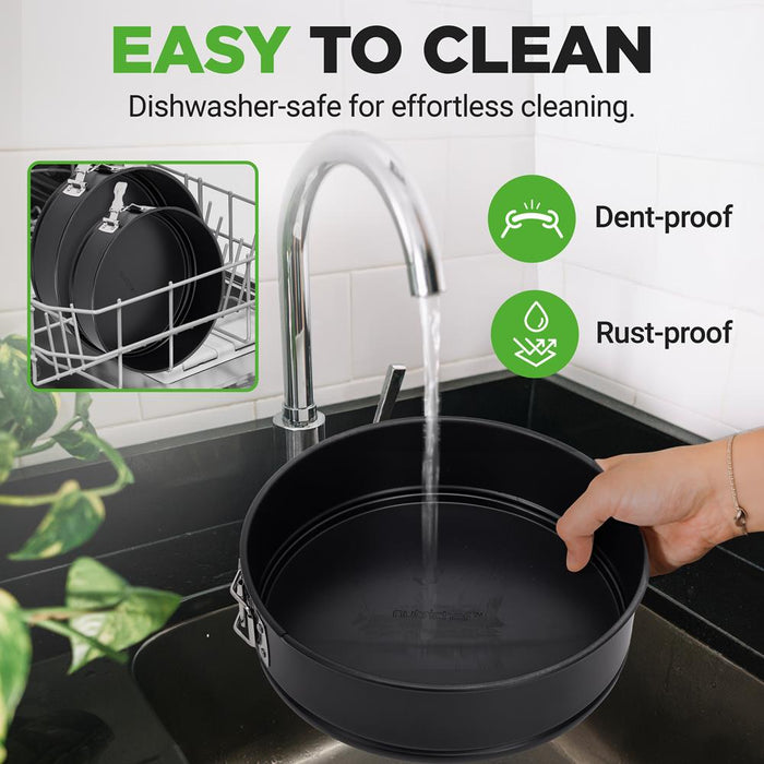3-Piece Nonstick Springform Pan Set, Easy Release, Carbon Steel, Black