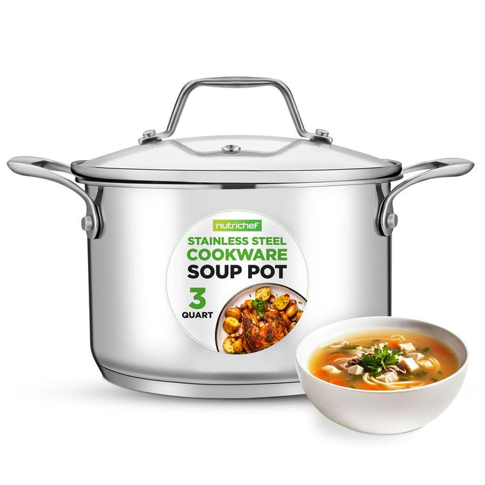 Stainless Steel Cookware Soup Pot - 3 Quart, Heavy Duty Induction Pot, Soup Pot With Lid