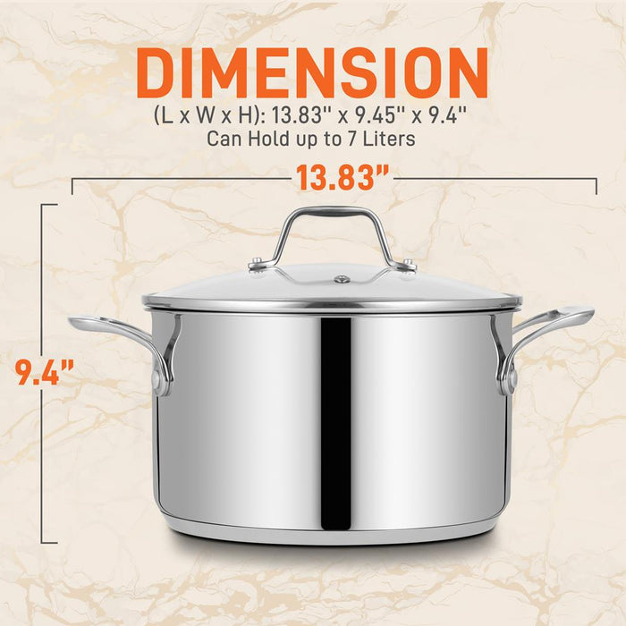 Stainless Steel Cookware Stockpot - 8 Quart, Heavy Duty Induction Pot, Stock Pot With Lid