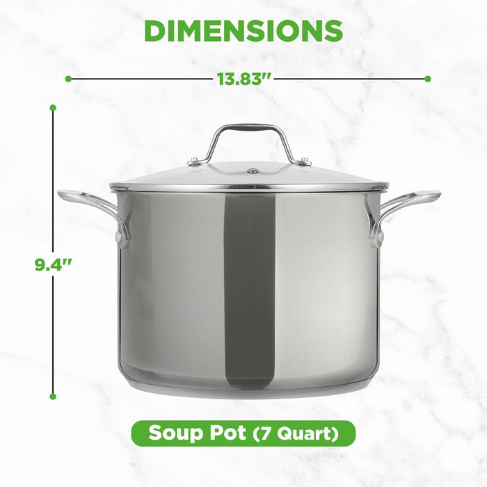 8-Quart Stock Pot, Even Heat, Stainless Steel, See-Through Lid