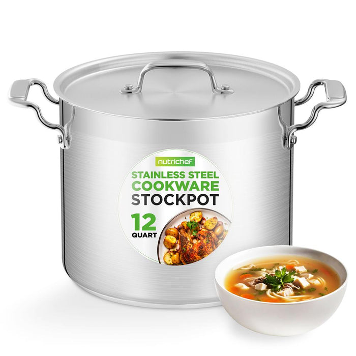 12-Quart Stockpot for Stew & Soup, Induction Compatible, Stainless Steel