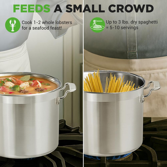 12-Quart Stockpot for Stew & Soup, Induction Compatible, Stainless Steel