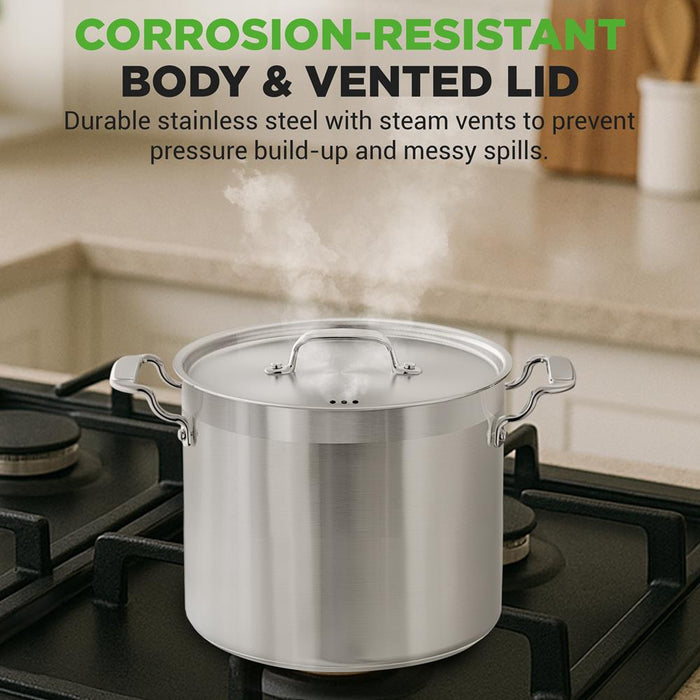 12-Quart Stockpot for Stew & Soup, Induction Compatible, Stainless Steel
