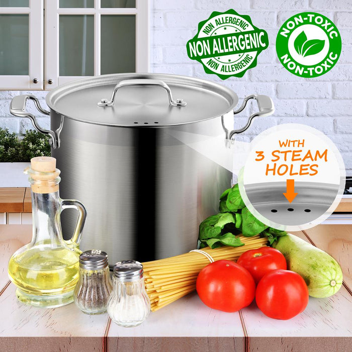 Stainless Steel Cookware Stockpot - 12 Quart, Heavy Duty Induction Pot, Soup Pot With Stainless Steel Lid